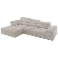 ECKSOFA RILASSO L Beige Cord - links - Beige/Schwarz, Kunststoff/Textil (296/174cm) - MKS
