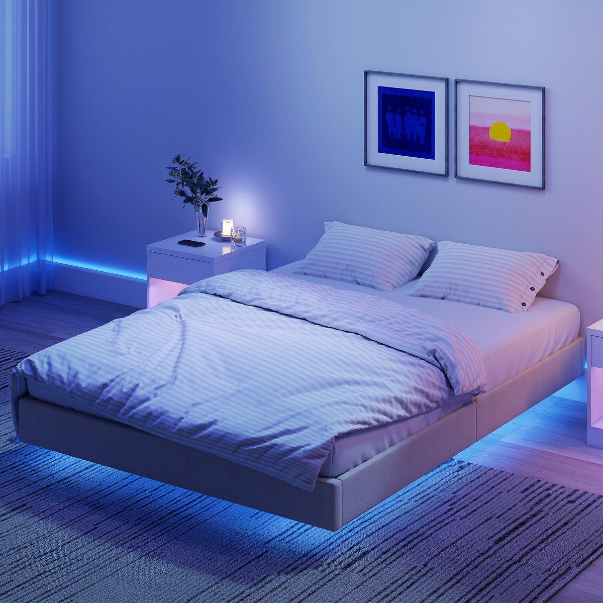 BETT 140x190 cm DE-14648 mit LED-Beleuchtung Beige - Beige, Textil (140/190cm) - ComfortXL