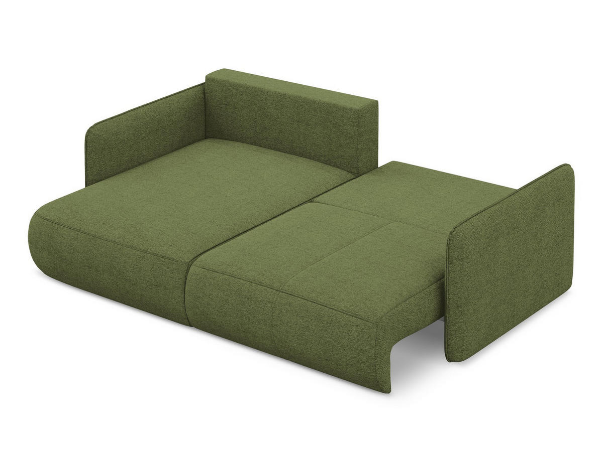 ECKSOFA mit Schlaffunktion Chenille Stoff Grün - Dunkelgrün/Schwarz, Kunststoff/Textil (148/207cm) - Makamii
