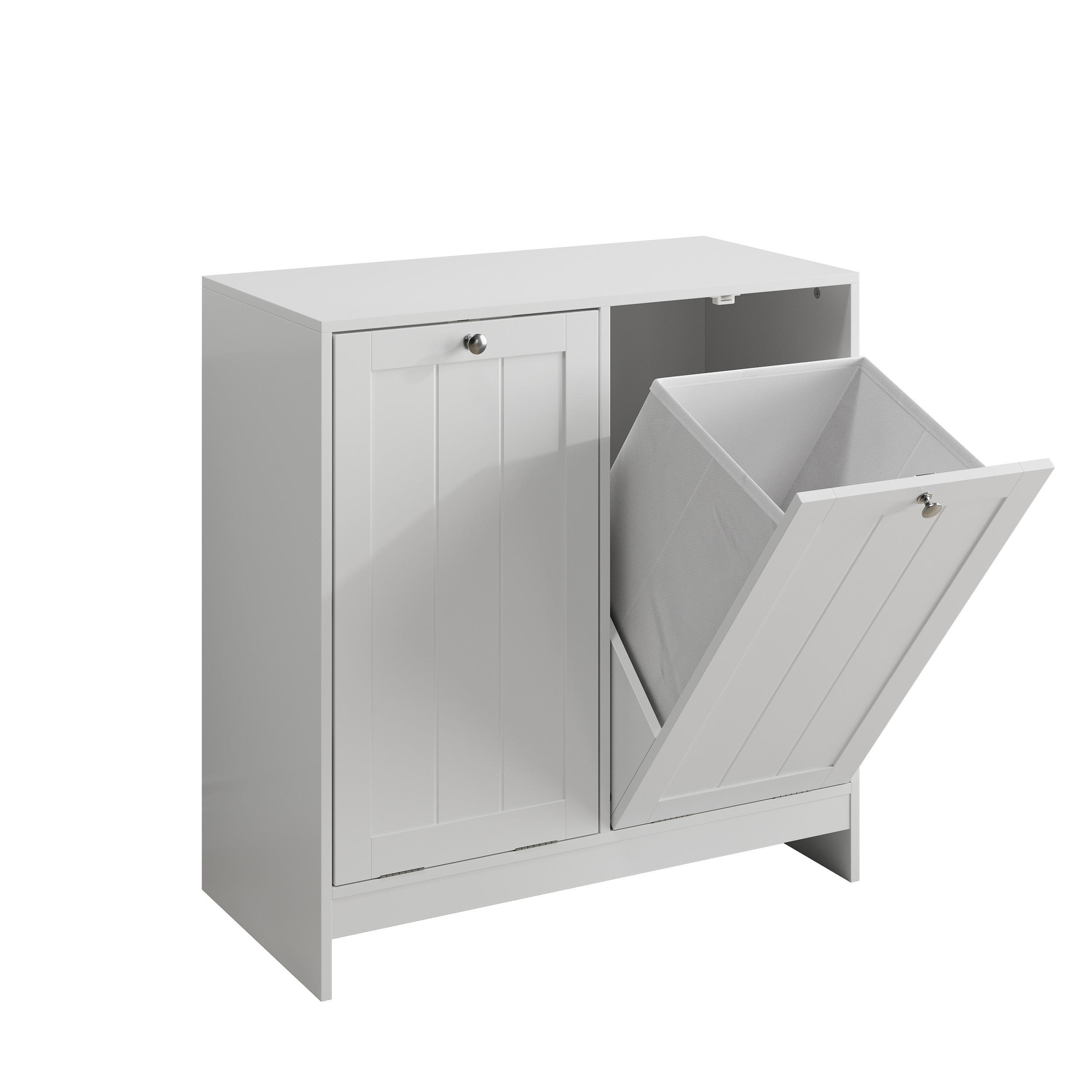 KOŠ NA PRÁDLO Výklopný, bílý, se 2 vyjímatelnými koši - bílá, kompozitní dřevo (66/68/33cm) - Urban Meuble
