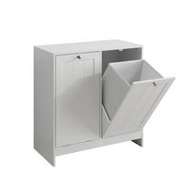 KOŠ NA PRÁDLO Výklopný, bílý, se 2 vyjímatelnými koši - bílá, kompozitní dřevo (66/68/33cm) - Urban Meuble
