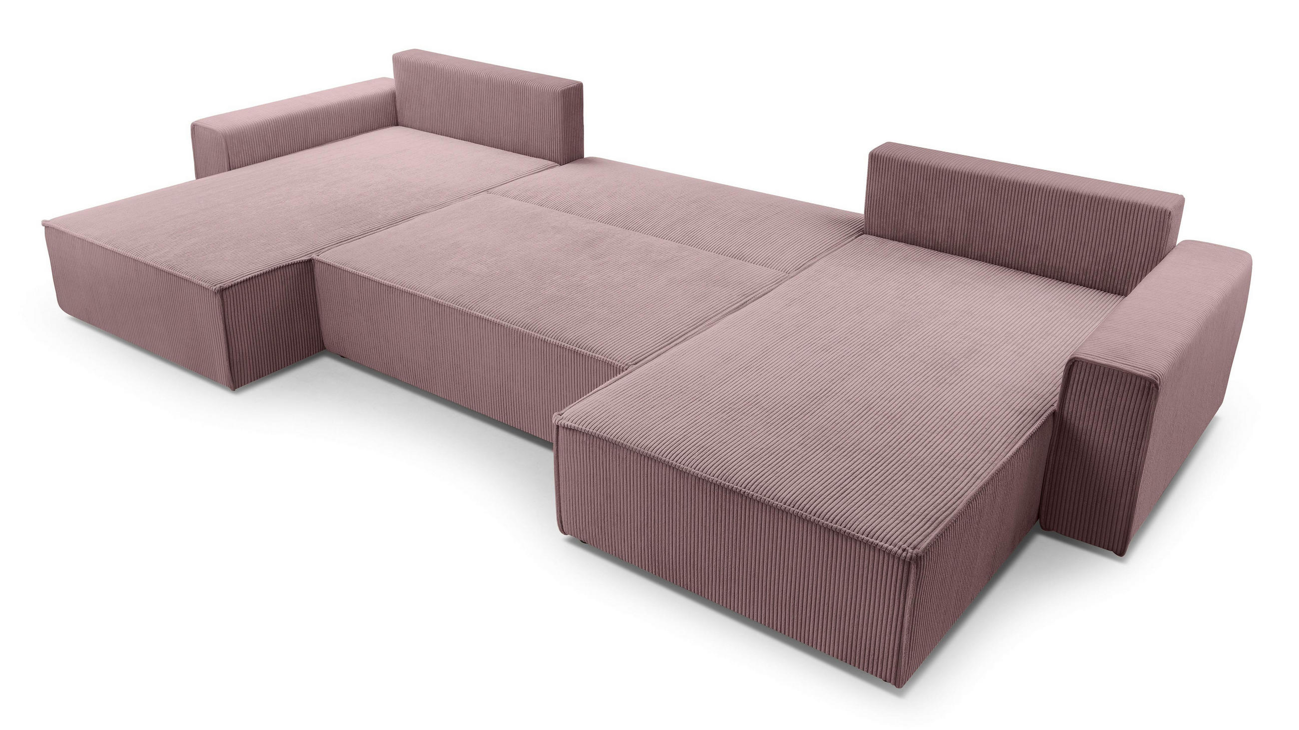 WOHNLANDSCHAFT Cedria Lavendel 389/145/85 cm mit Schlaffunktion - Hellrosa/Schwarz, Kunststoff/Textil (389/85/145cm) - AX Living