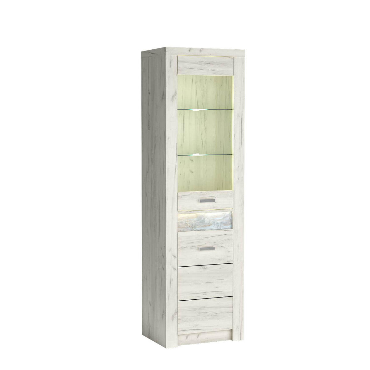 VITRINE Indianapolis I-4 56 x 192 x 42 cm Kraft Weiß - Weiß, Holzwerkstoff/Metall (56/192/42cm) - Koseto