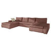 WOHNLANDSCHAFT Caro - Silberfarben/Rosa, Holz/Textil (394/80/213cm) - MIRJAN24