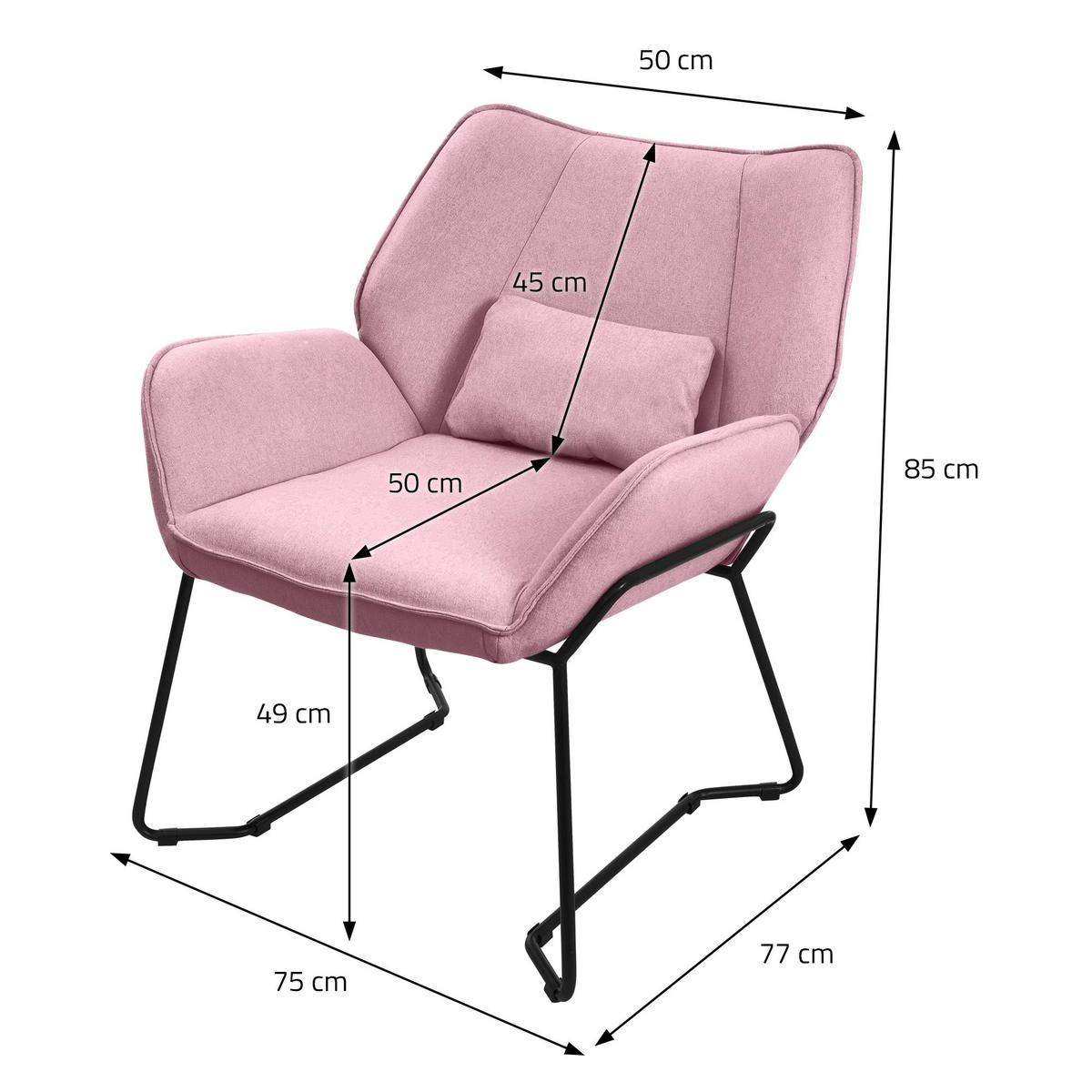 RELAXSESSEL Leinen Rosa - Pink, Metall (77/85/75cm) - ML-DESIGN