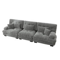 3-SITZER-SOFA 313×77×81 cm Chenille modular, grau - Grau, Textil (77/81/313cm)