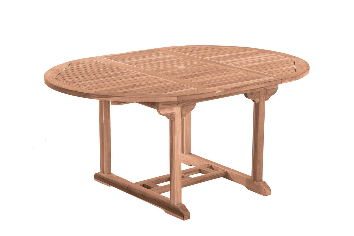 GARTENTISCH Teaka mit Schmetterlingsauszug, 120 cm, rund,Teakholz, auf 170 cm ausziehbar - Naturfarben, Holz (120/120/75cm) - TPFGarden
