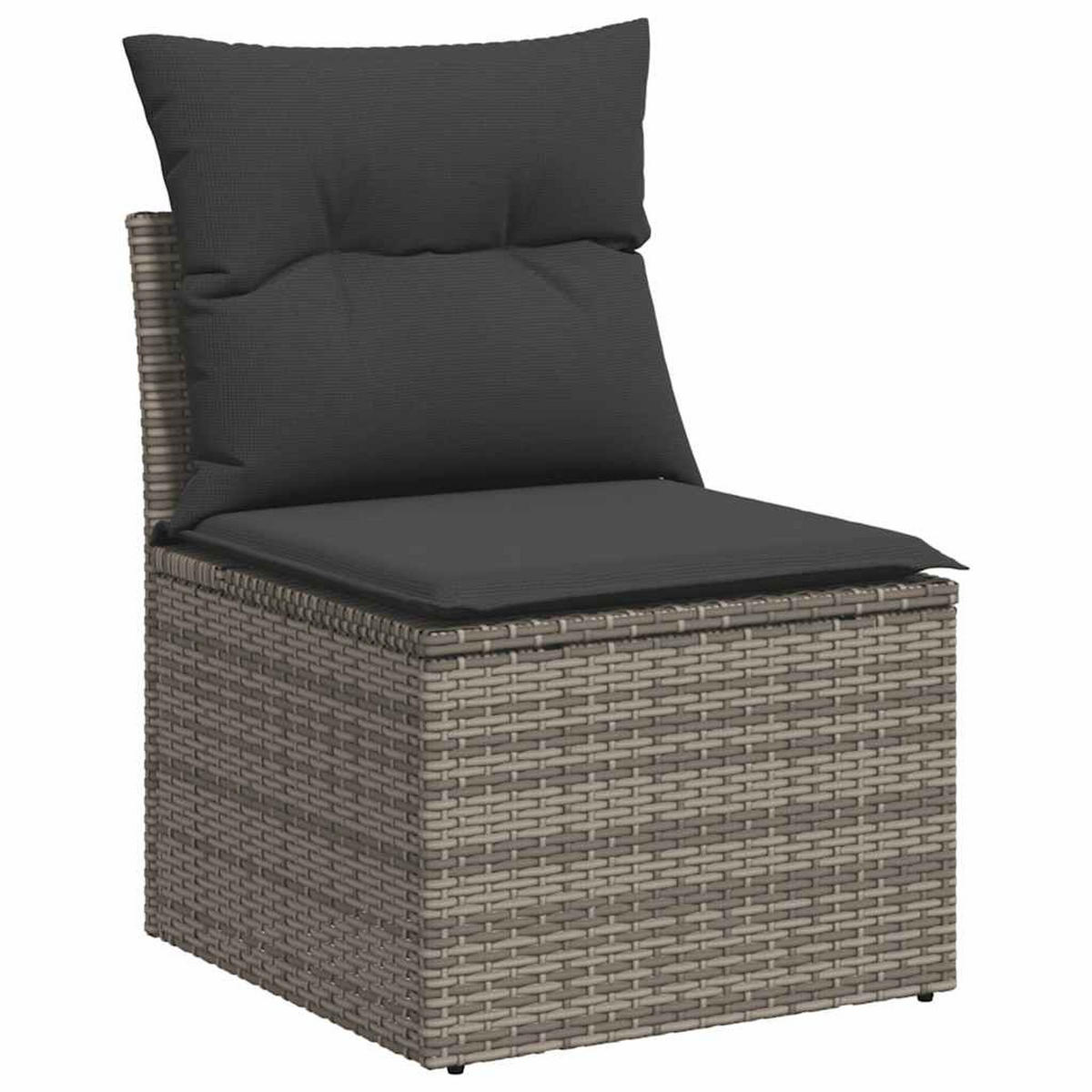 GARTEN-SOFAGARNITUR 4-TLG. Mit Kissen Grau Poly Rattan - Grau, Kunststoff - vidaXL