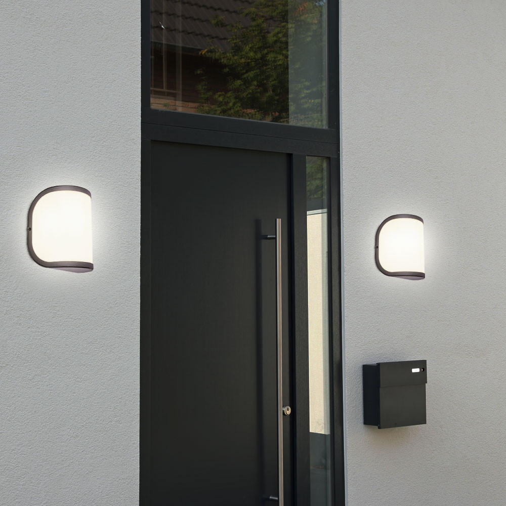 AUSSEN-WANDLEUCHTE Aluminium Anthrazit Opal 2er Set - Anthrazit, Metall (14/20/14.7cm) - Globo Lighting