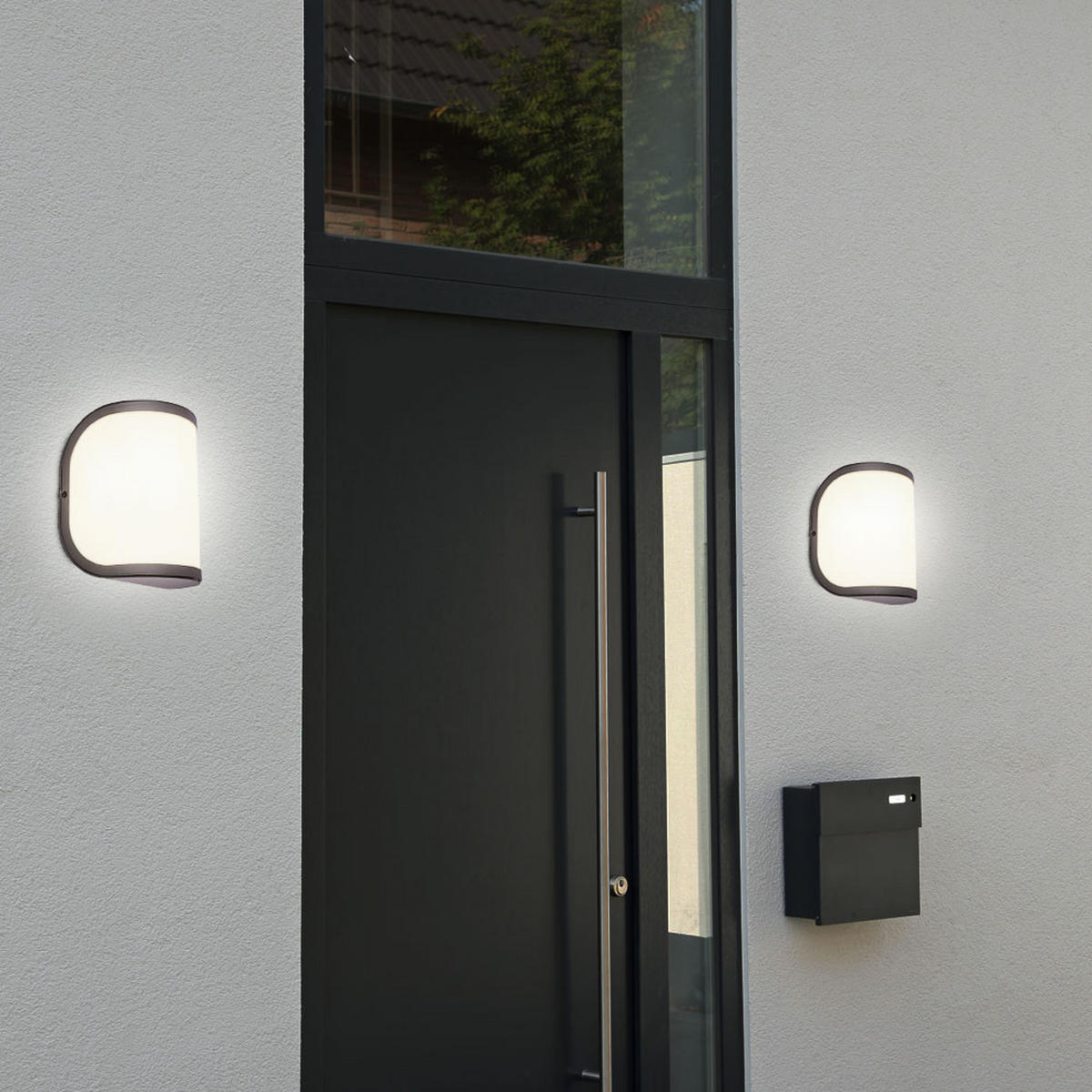 AUSSEN-WANDLEUCHTE Aluminium Anthrazit Opal 2er Set - Anthrazit, Metall (14/20/14.7cm) - Globo Lighting