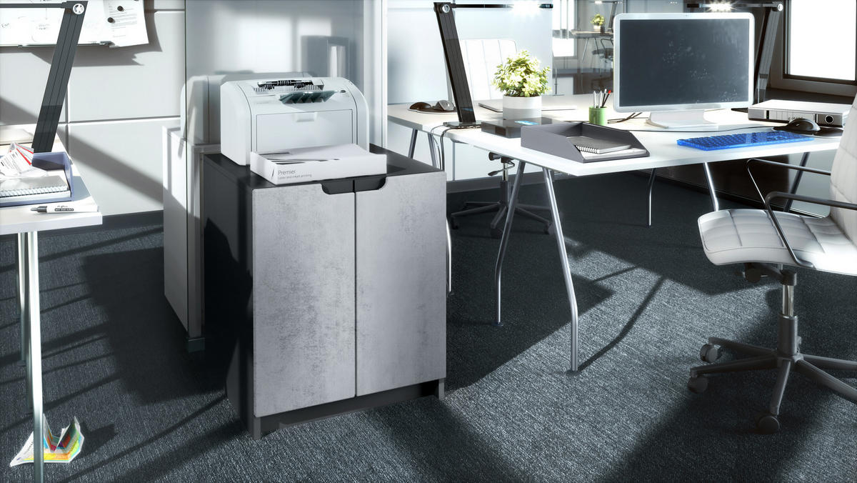 KOMMODE Logan Fronten in Beton Oxid Optik - Hellgrau, Holzwerkstoff (51/60.5/54cm) - Vladon