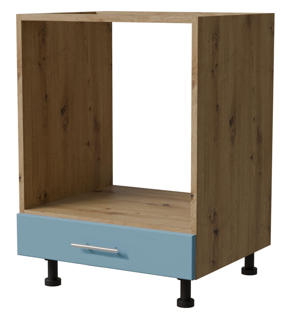 HERDUMBAUSCHRANK Bari D11K/60 Eiche Artisan / RAL 5024 pastellblau 60 / 50 / 82cm - Blau/Eiche Artisan, Holz/Holzwerkstoff (60/82/50cm) - Feldmann-Wohnen