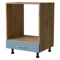HERDUMBAUSCHRANK Bari D11K/60 Eiche Artisan / RAL 5024 pastellblau 60 / 50 / 82cm - Blau/Eiche Artisan, Holz/Holzwerkstoff (60/82/50cm) - Feldmann-Wohnen