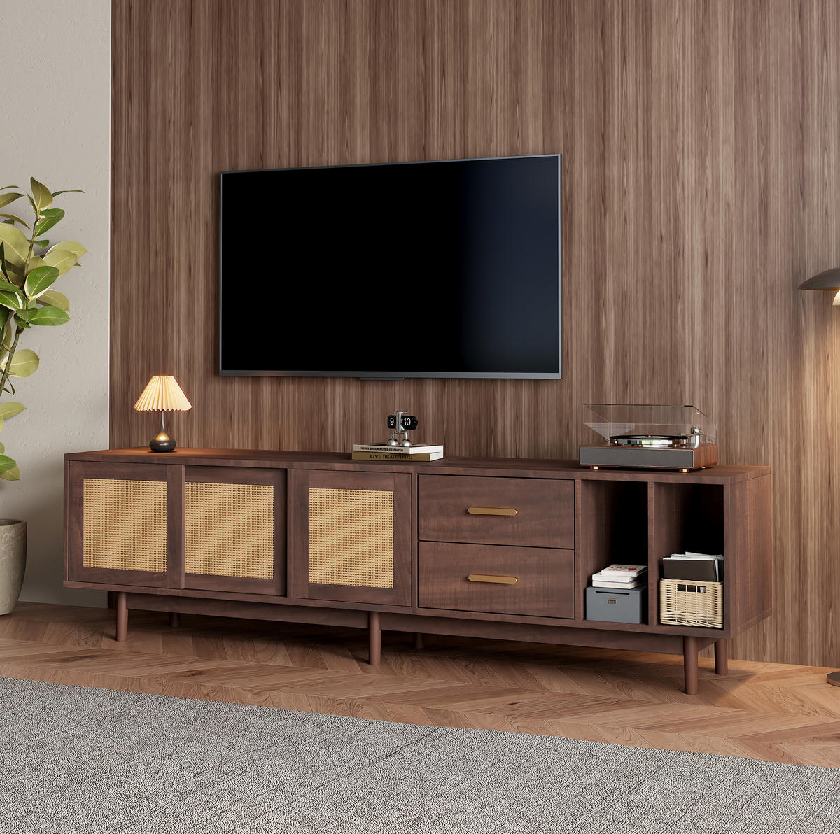 TV-ELEMENT mit Schiebetüren 190 x 40 x 52 cm MDF Braun - Braun, Holzwerkstoff (40/52/190cm) - Beauniv
