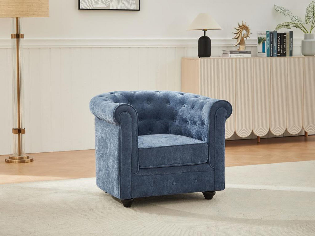 SESSEL - Stoff - Blau - CHESTERFIELD - Blau, Textil (78/72/82cm) - Vente-Unique