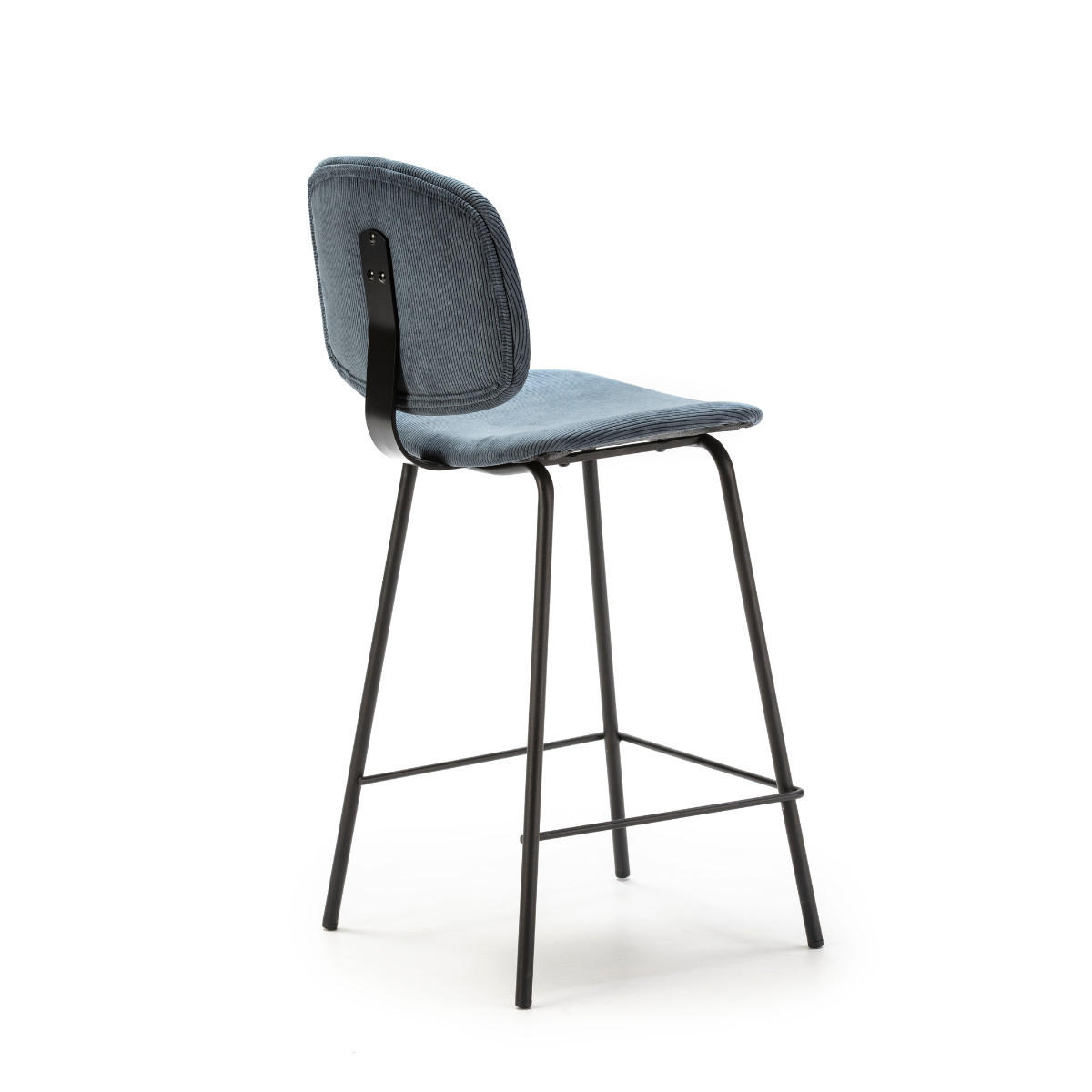 HOCKERN (Set aus 2) aus cordstoff mit schwarzen metallbeinen - arus 44/50/65 cm - Blaugrau, Textil (50/65/44cm) - Calicosy