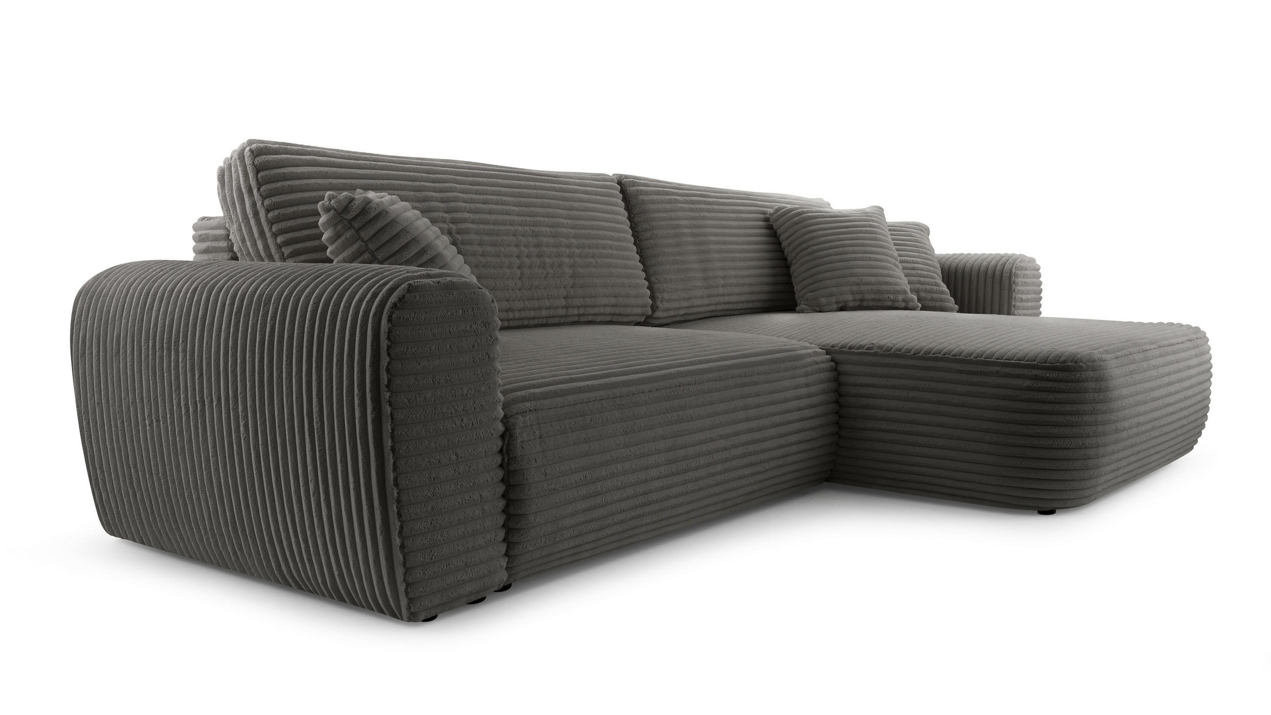 ECKSOFA HAPPO CORD PLUSH Dunkelgrau - Dunkelgrau, Textil (297/169cm) - Luxkor24