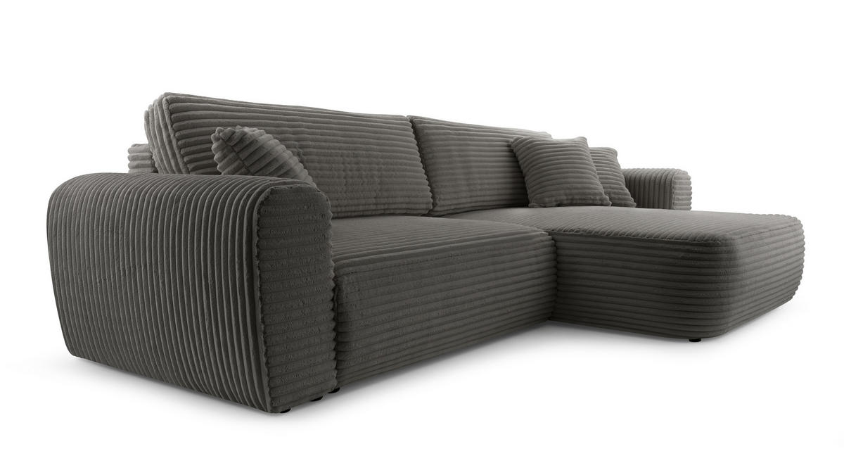 ECKSOFA HAPPO CORD PLUSH Dunkelgrau - Dunkelgrau, Textil (297/169cm) - Luxkor24