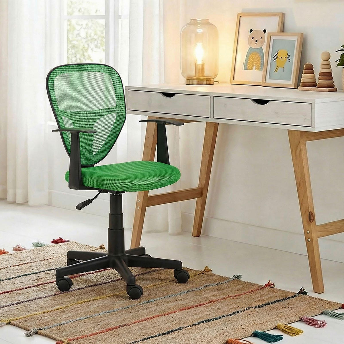KINDERDREHSTUHL STUDIO - Dunkelgrün, Textil (53/92/52cm) - IDIMEX