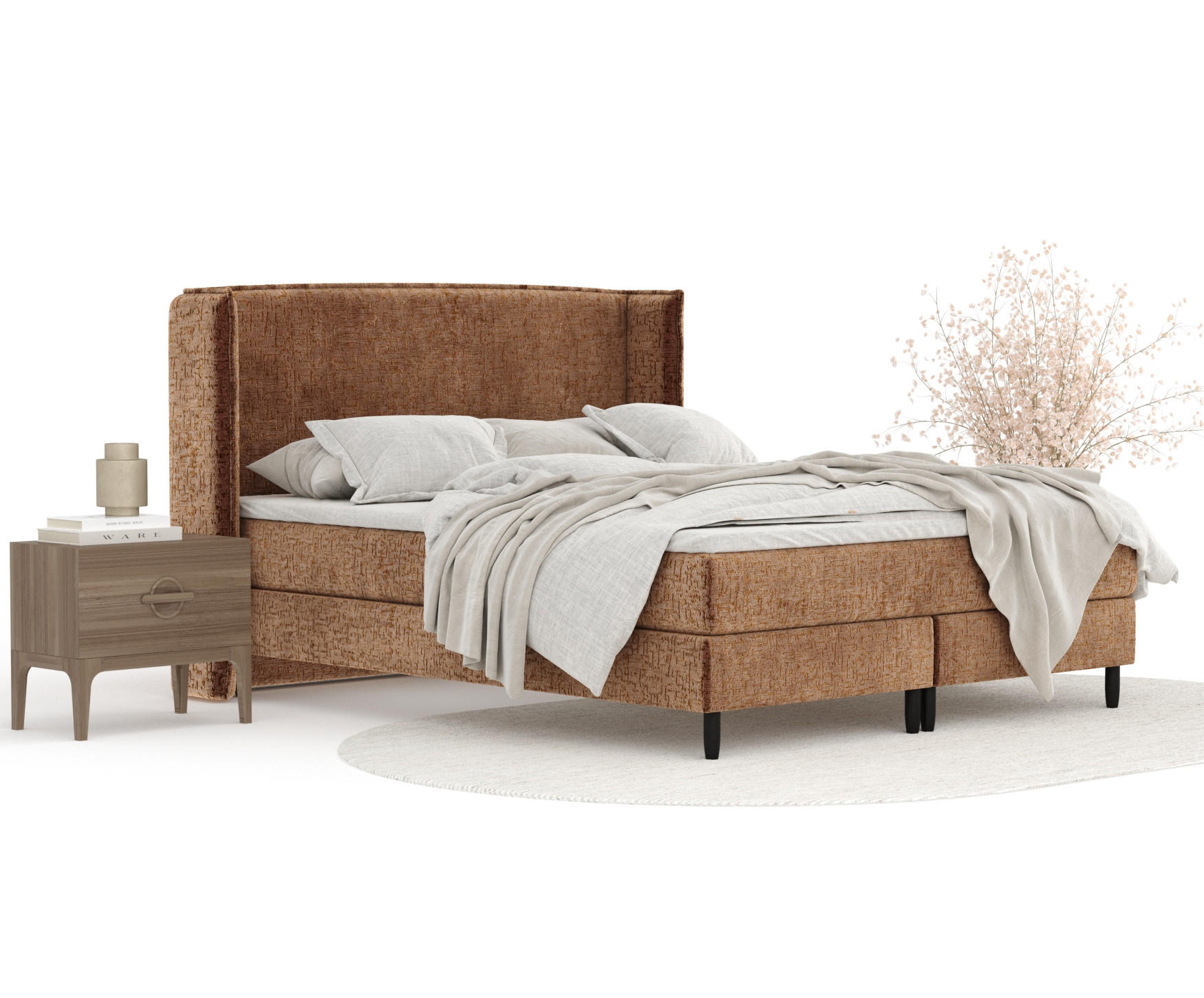 KONTINENTALBETT Ardis Kupfer 160/200 cm mit Matratze und Topper - Schwarz/Kupferfarben, Holz/Holzwerkstoff (160/200cm) - Maison de Reve