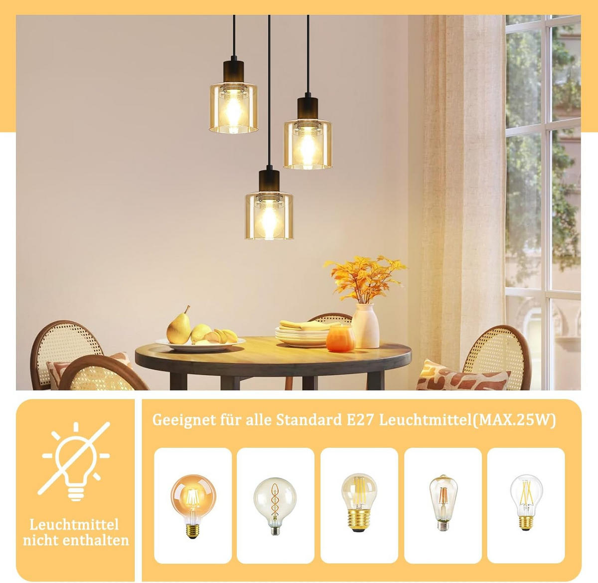 PENDELLEUCHTE Henry 21/11/170 cm - Bernsteinfarben, Metall (21/11/170cm) - ZMH