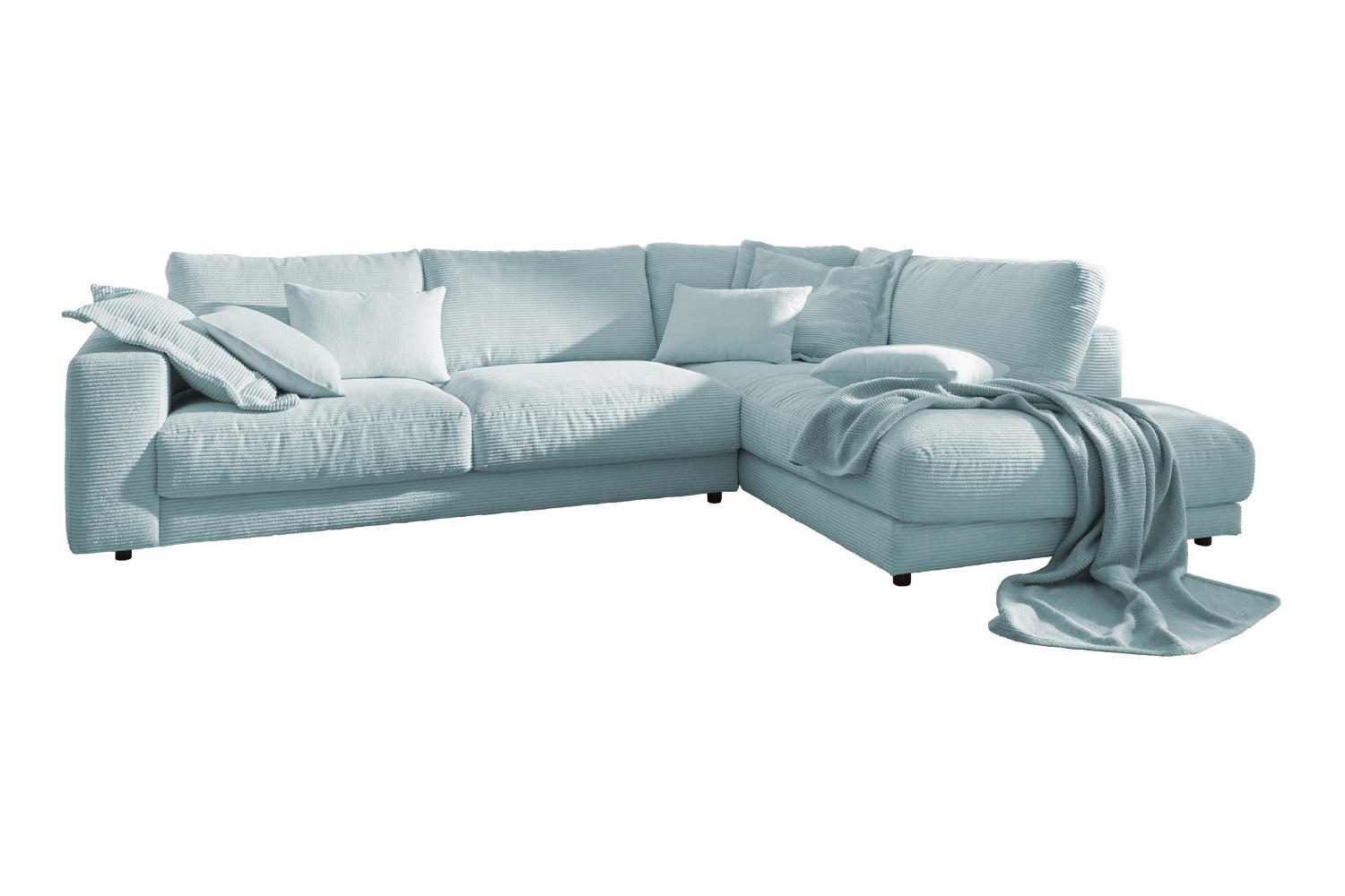 Kawola Ecksofa Hellblau 325x224 cm