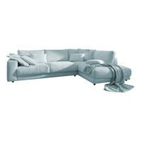 ECKSOFA MADELINE Hellblau Cord - Schwarz/Hellblau, Kunststoff/Textil (325/224cm) - KAWOLA