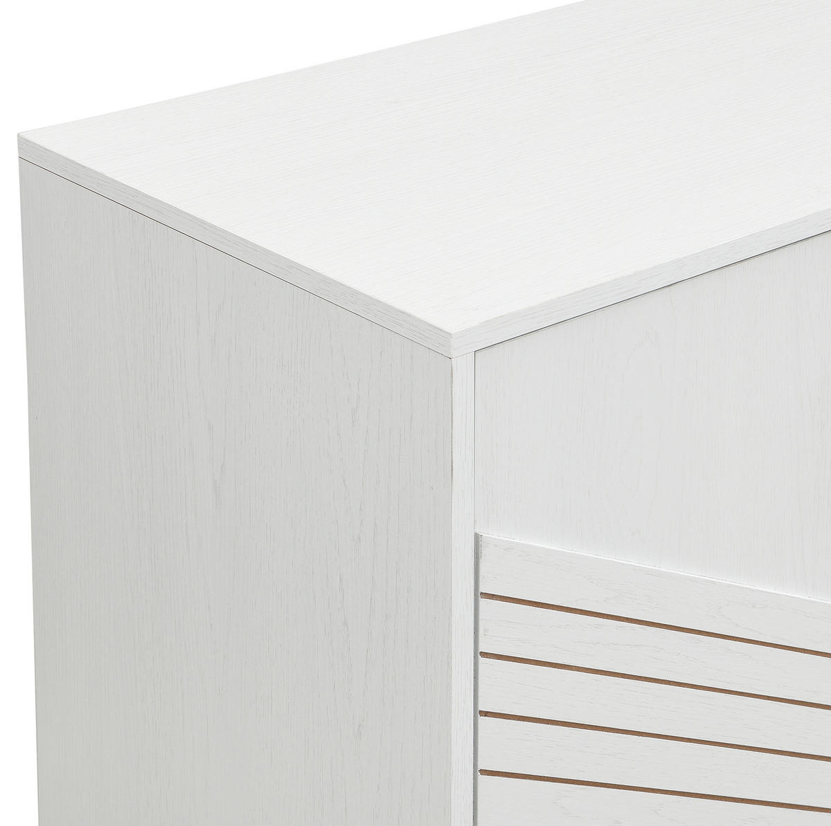KOMODA z MDF 160x40x80,5 cm bílá s dekorem dřeva se 4 dvířky a nastavitelnými policemi - bílá, kompozitní dřevo (160/80.5/40cm) - Modfu