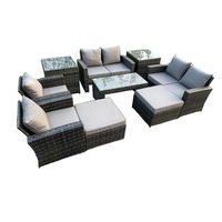 GARTENMÖBELSET Polyrattan Dunkelgrau 8-Sitzer - Dunkelgrau, Metall - Fimous