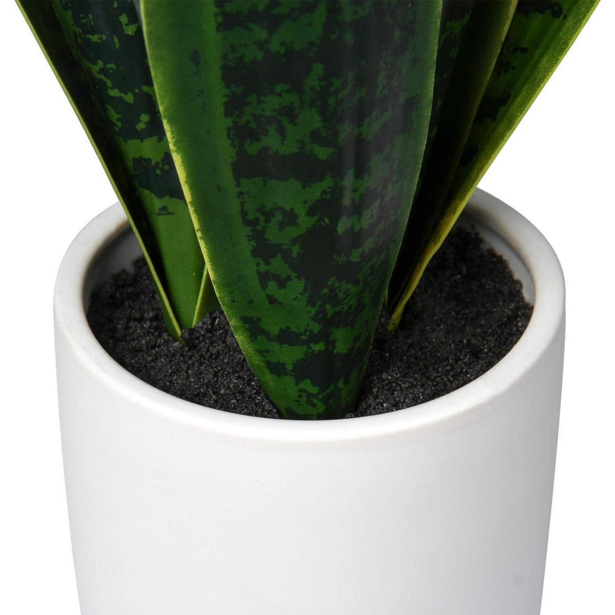 KUNSTPFLANZE Sansevieria mit weißem Keramiktopf 40.6 cm - Grün, Kunststoff (44cm)