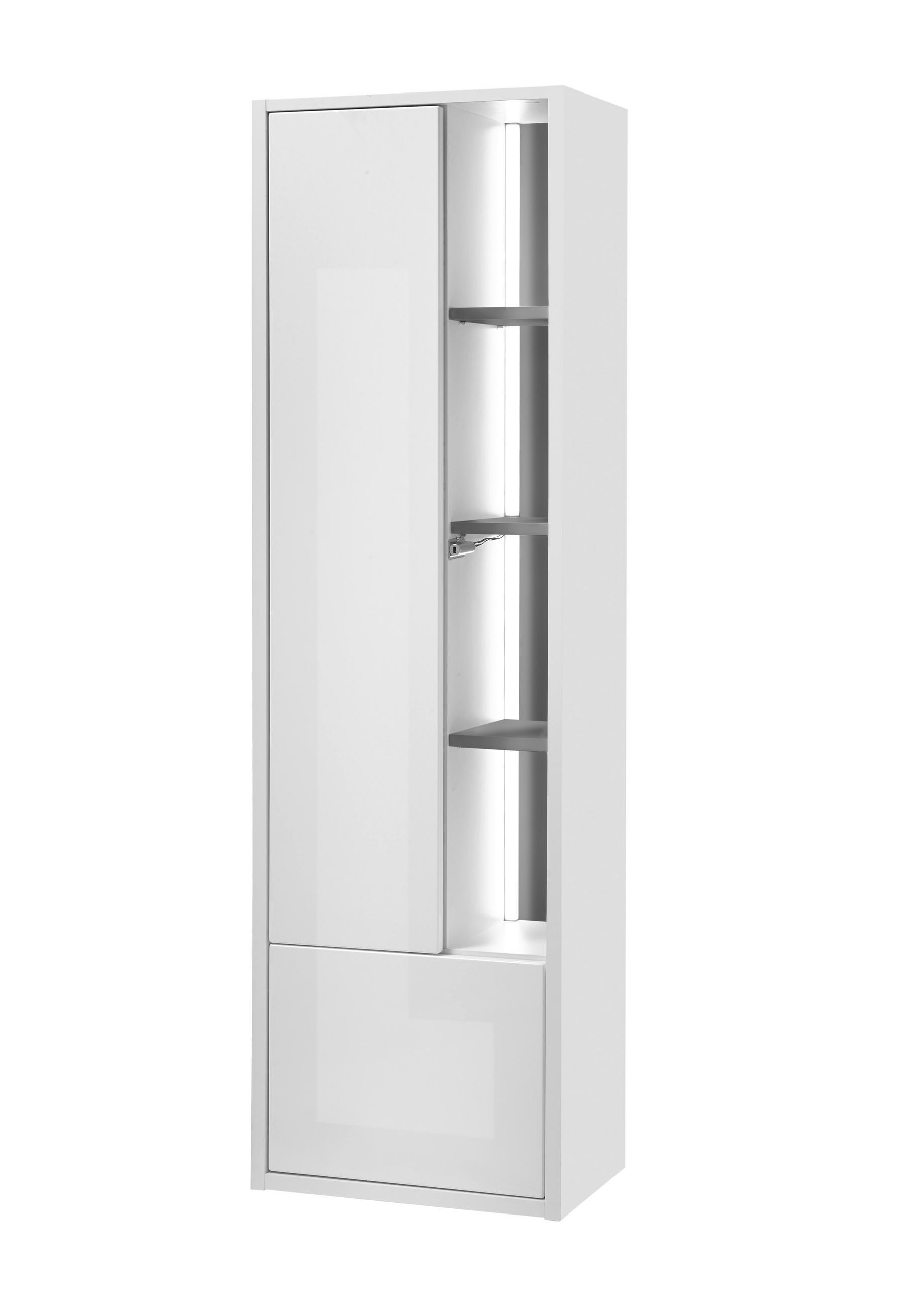 HOCHSCHRANK M20 Weiß Hochglanz & Anthrazit 80/44/45 cm - Weiß Hochglanz, Holzwerkstoff (80/44/45cm) - Livojo