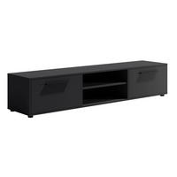 TV-SCHRANK Modena 190 cm mit Türen und Regalen in Schwarz - Schwarz, Holzwerkstoff/Kunststoff (190/38/40cm) - Ravio
