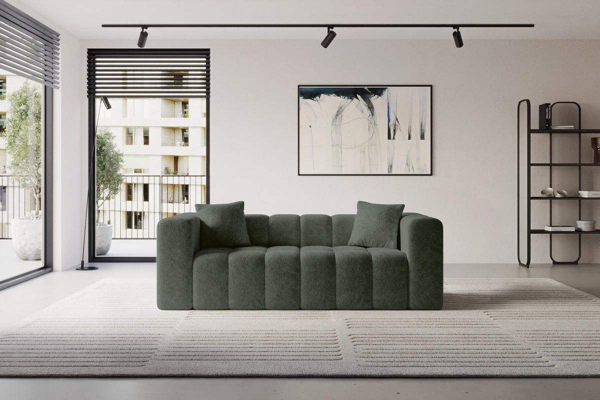 POHOVKA 2-MÍSTNÁ DONY-2 232x90x71 cm Zelená Žinylka - černá/smaragdově zelená, kompozitní dřevo/textil (232/71/90cm) - ALTDECOR