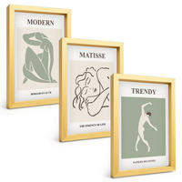 BILDER SET 3er Set - 20x30 cm Goldrahmen - Stilvolle minimalistische Charaktere - Goldfarben, Kunststoff (20/30cm) - TULUP