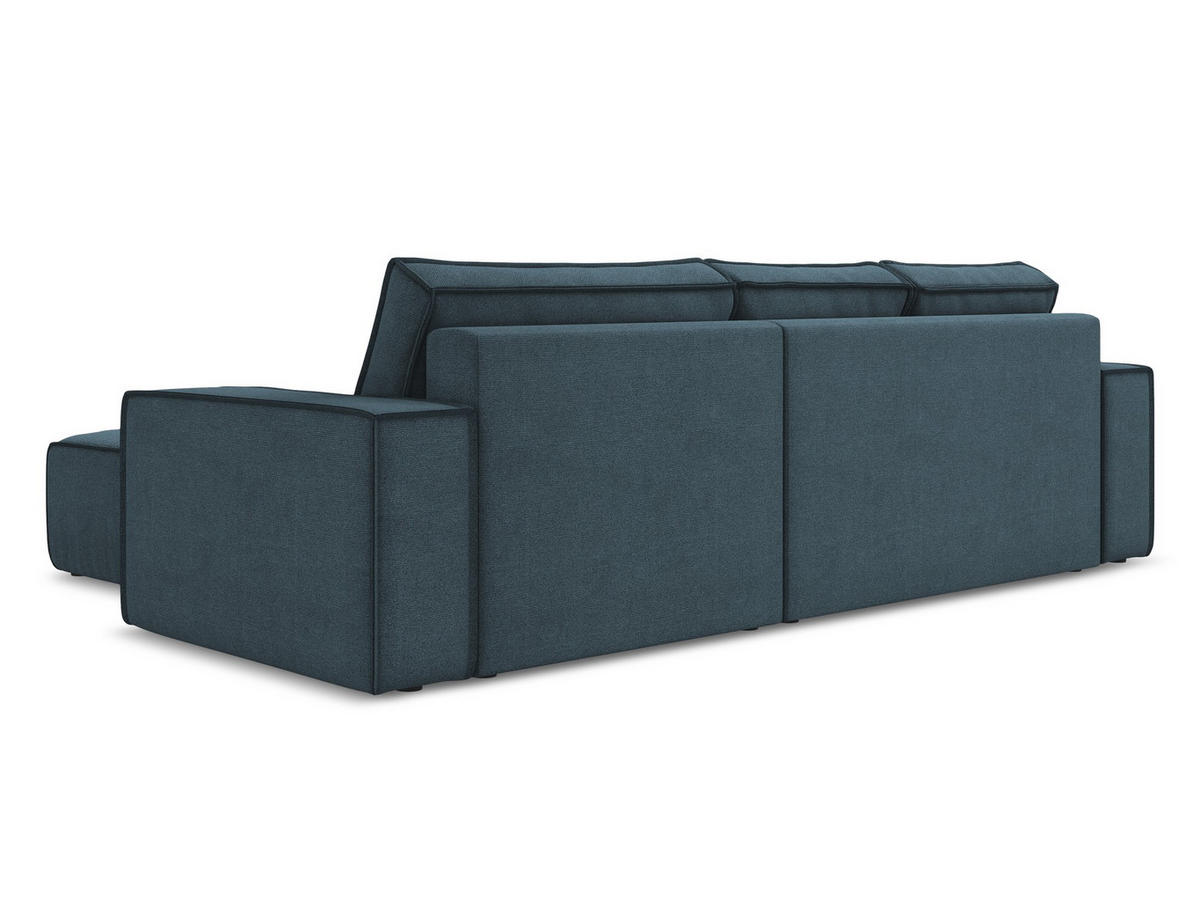 ECKSOFA mit Schlaffunktion Strukturstoff Stoff Blau - Blau/Blaugrau, Kunststoff/Textil (290/185cm) - Makamii