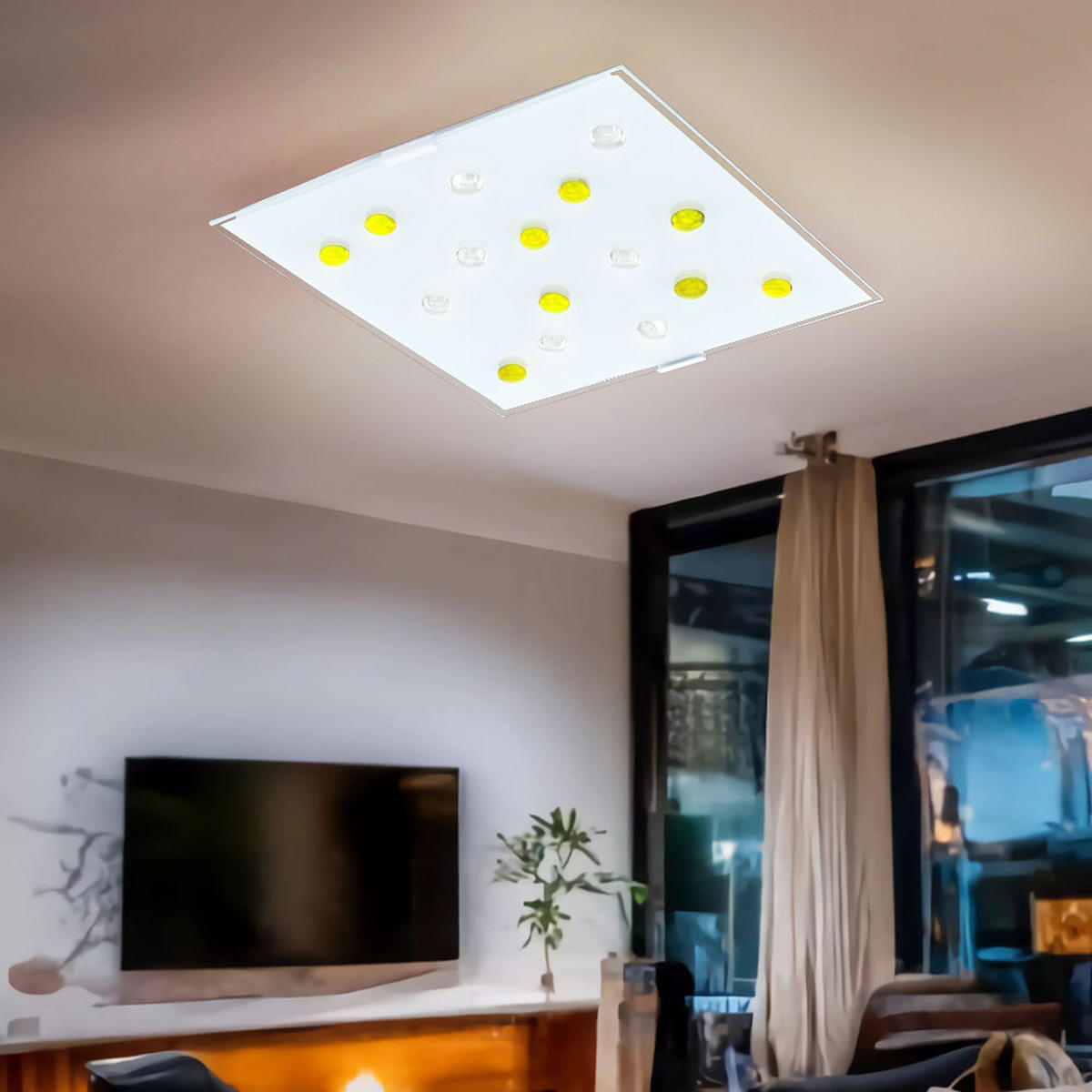 LED DECKENLEUCHTE SANTIAGO 1 Weiß satiniert - Weiß, Glas/Metall (29/29/7.5cm)