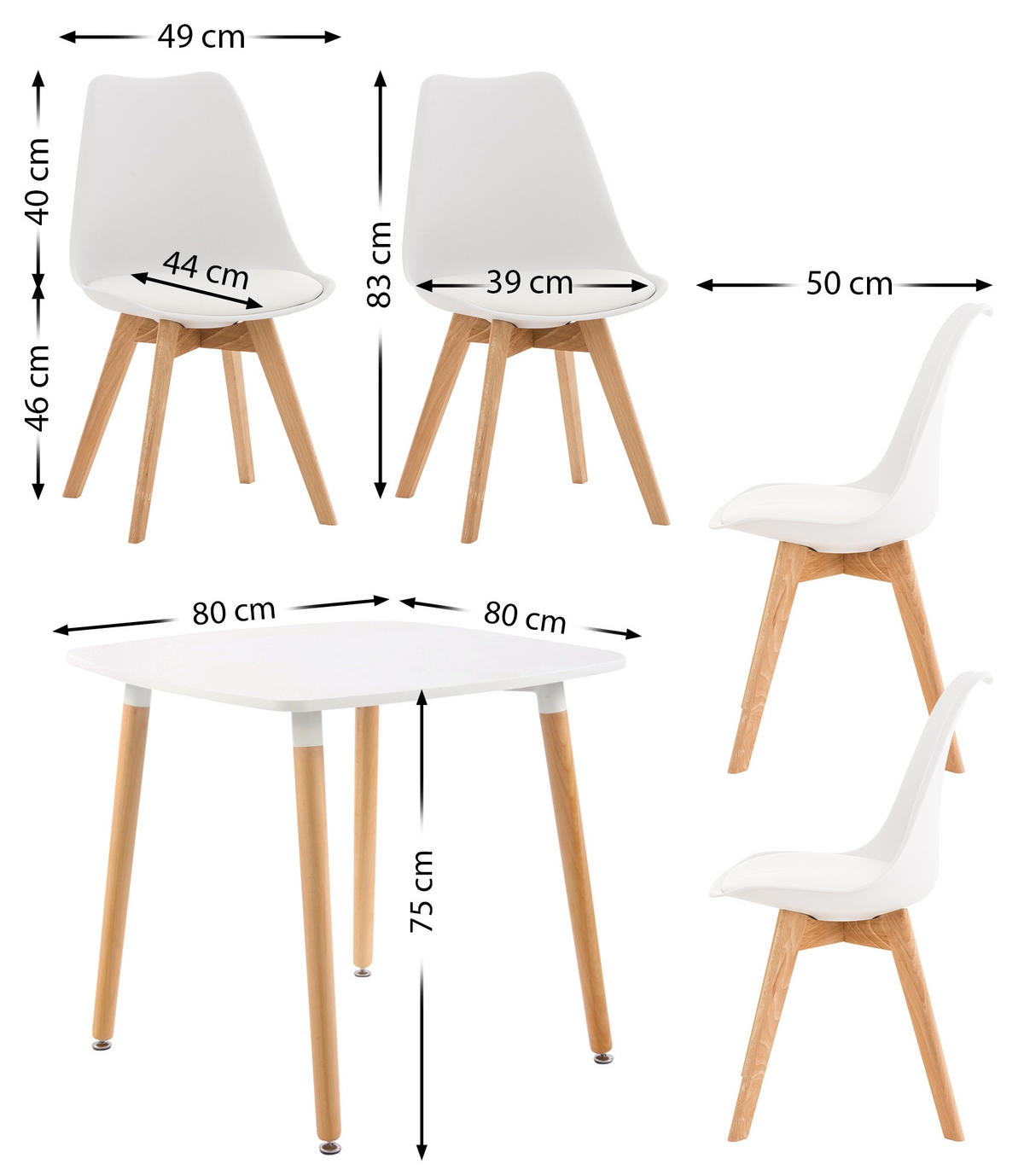 TISCHGRUPPE Holz weiß - Weiß, Holz (130/83/130cm) - CLP