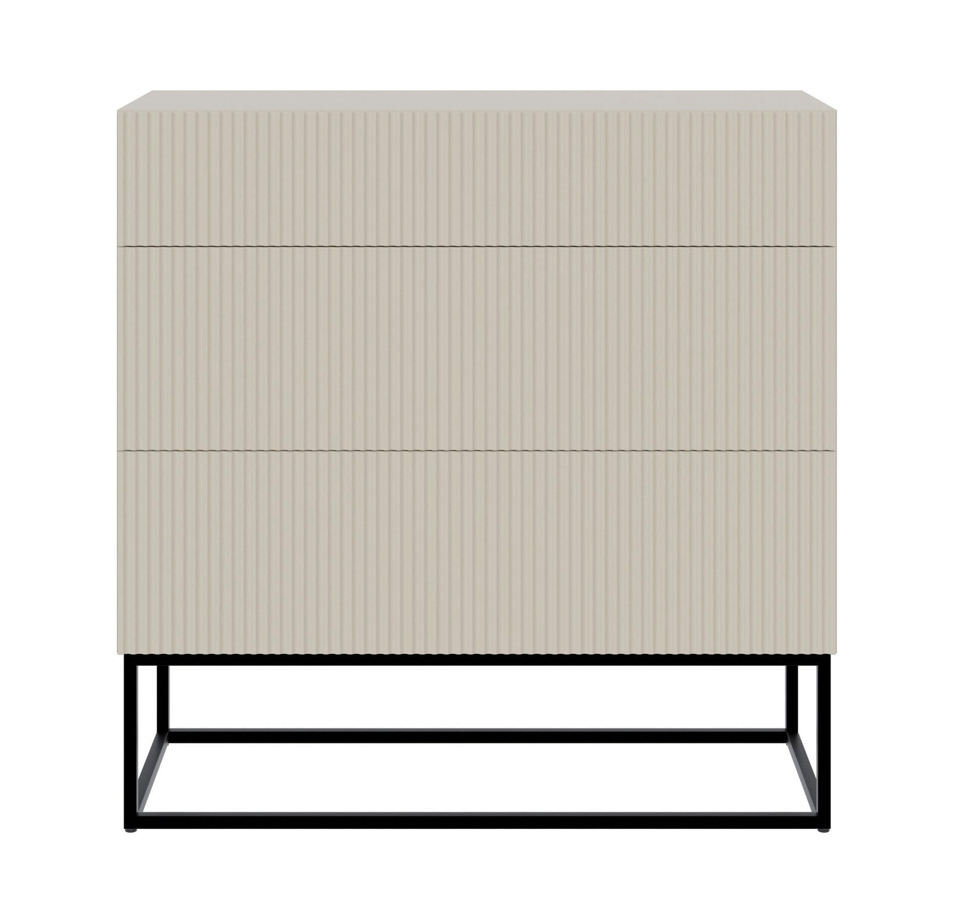 KOMMODE Veldio Graubeige mit schwarzem Metallgestell 90 cm - Taupe/Schwarz, Holzwerkstoff/Metall (90/90/38cm) - Selsey