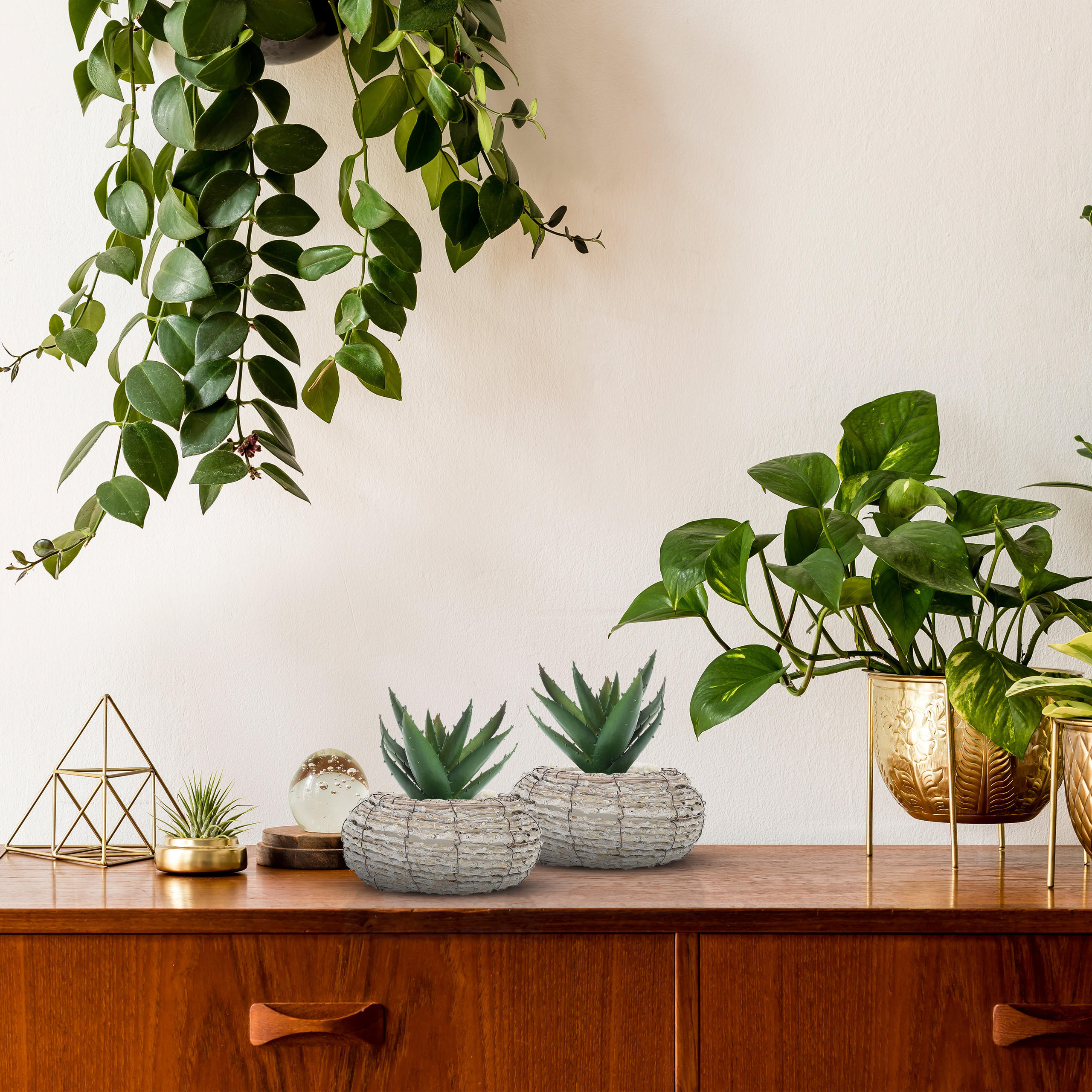 2xBLUMENTOPF - Weiß, Kunststoff/Textil (20/10/20cm) - Relaxdays