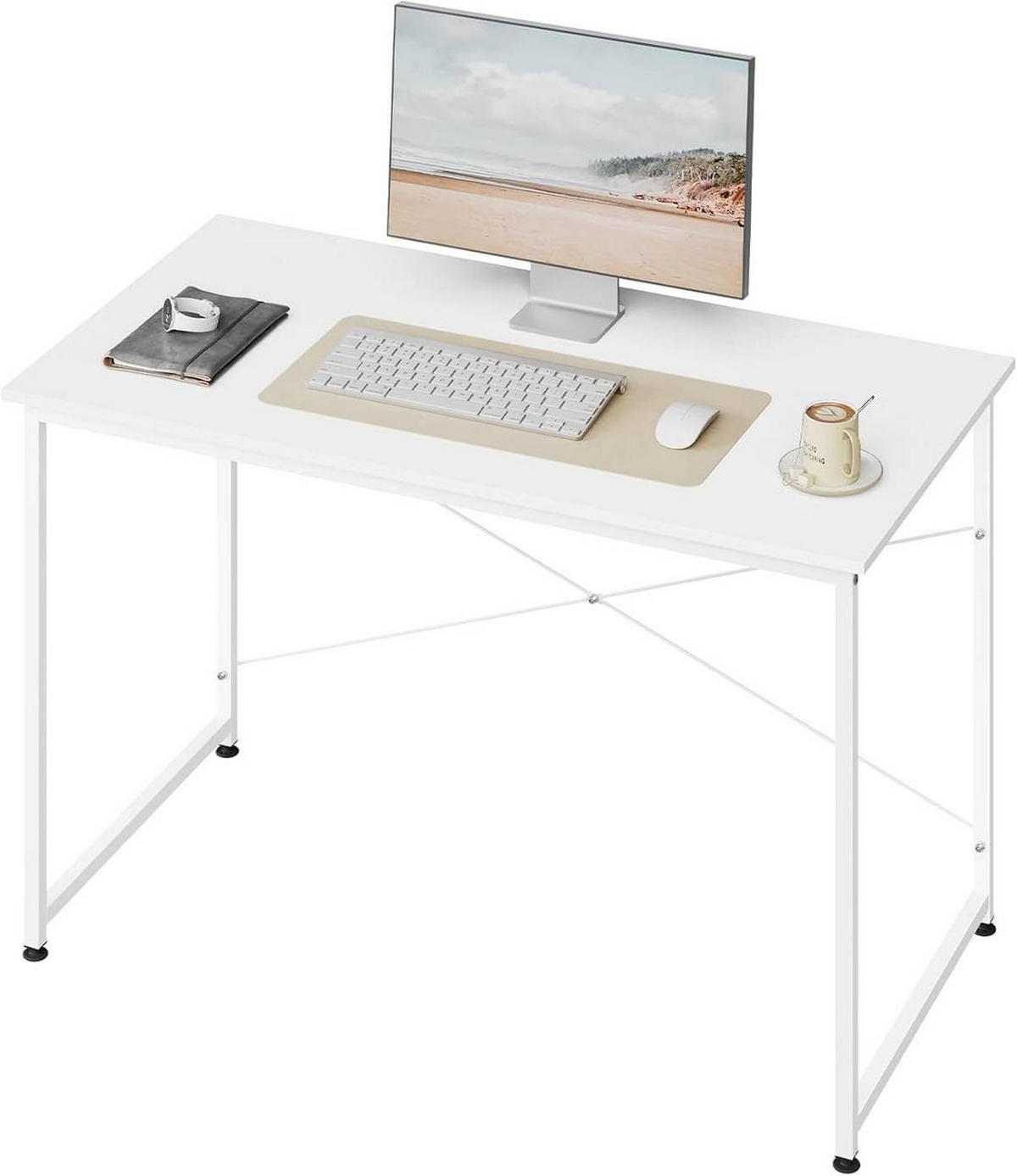 SCHREIBTISCH mit Metallgestell, 120x60x75 cm, Weiß - Schwarz/Weiß, Holzwerkstoff/Metall (60/120/75cm) - Woltu