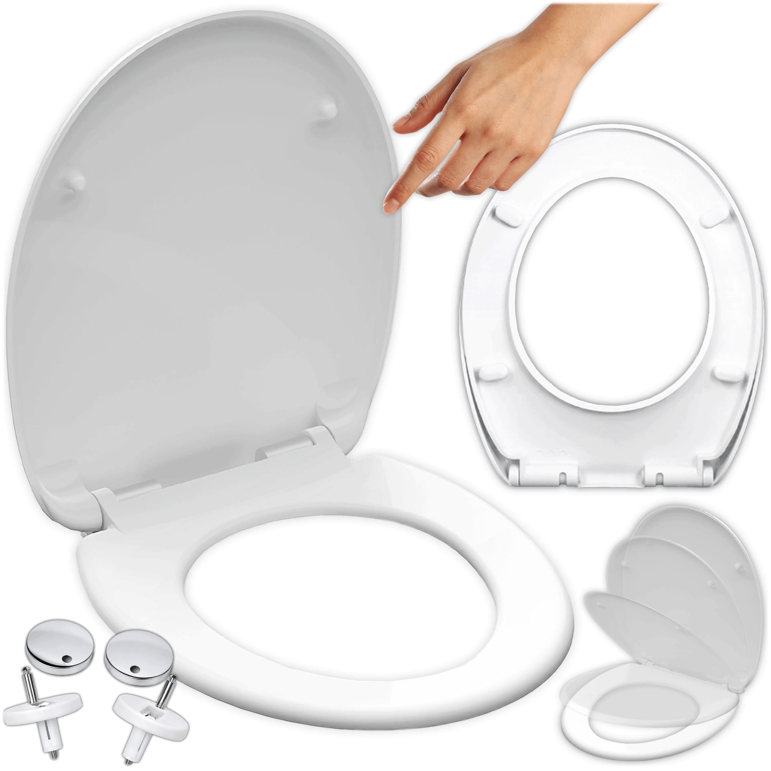 TOILETTENDECKEL mit Absenkautomatik - Weiß, Kunststoff (44.5/5/46.5cm) - KRUMAD