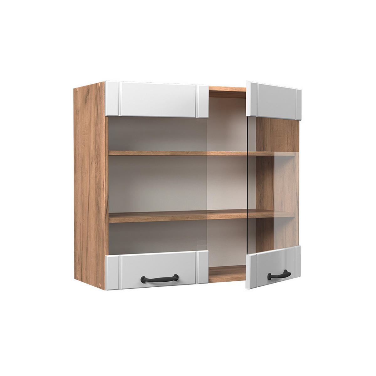 VISEĆI ORMAR S STAKLENIM VRATIMA Fame-Line Bijela Seoska 80 cm - hrast medunac/bijela, drvni materijal (80/72/34.1cm) - Vicco
