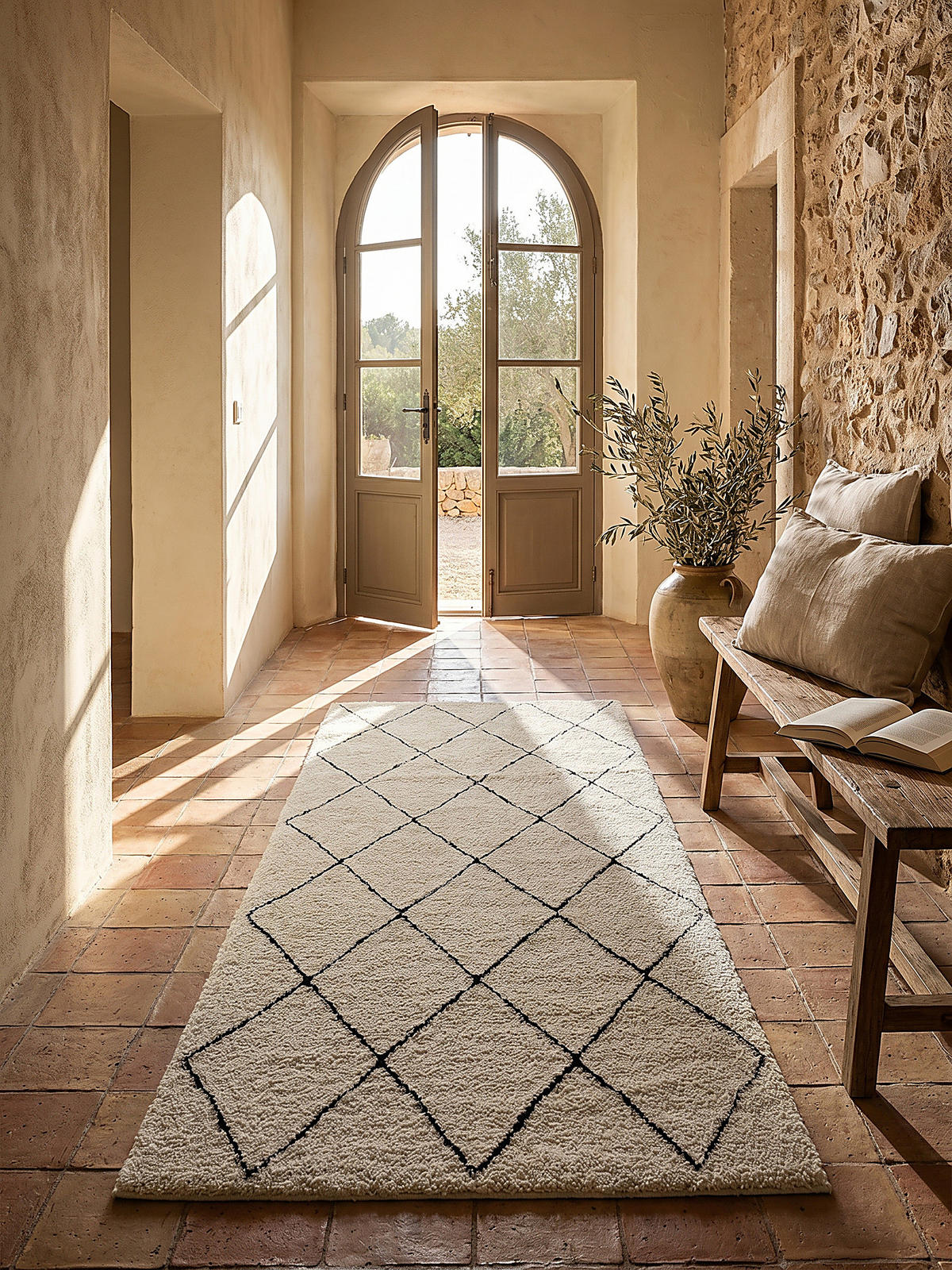 TEPPICHLÄUFER Berber ATRIO Polypropylen Creme-Schwarz 80 x 150 cm - Multicolor, Textil (80/150cm) - KADIMA DESIGN