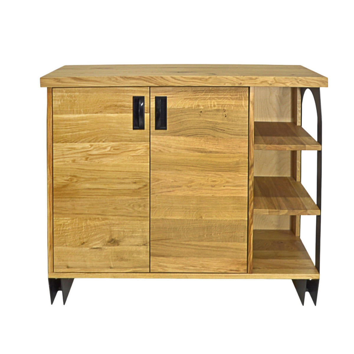 HOLZKOMMODE mit Regalen aus Massivholz für das Wohnzimmer WALT - Eichefarben, Holz (120/100/45cm) - Rawood Furniture