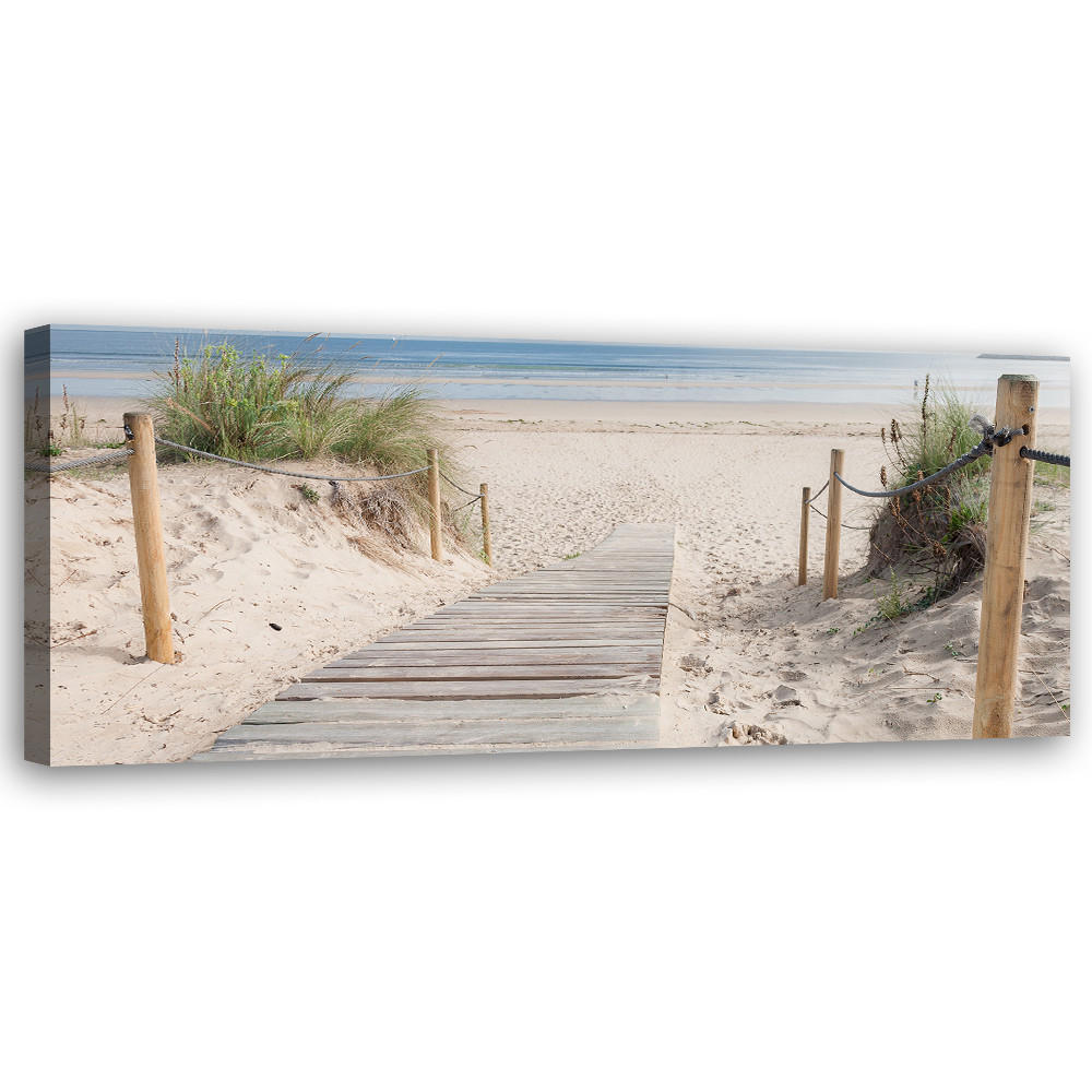 WANDBILD weg zum strand - Beige, Textil (90/30cm) - Feeby