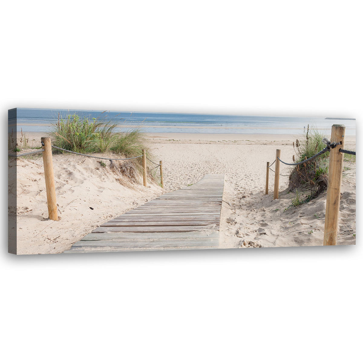 WANDBILD weg zum strand - Beige, Textil (90/30cm) - Feeby