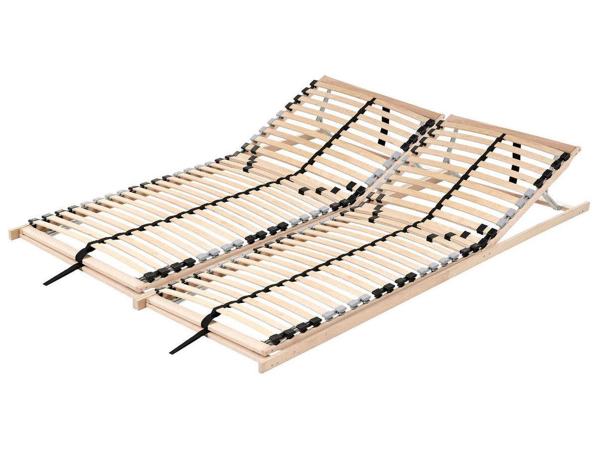 LATTENROST manuell verstellbar 160/200 cm Monthois - Hellbraun/Braun, Holz (160/200cm) - Beliani