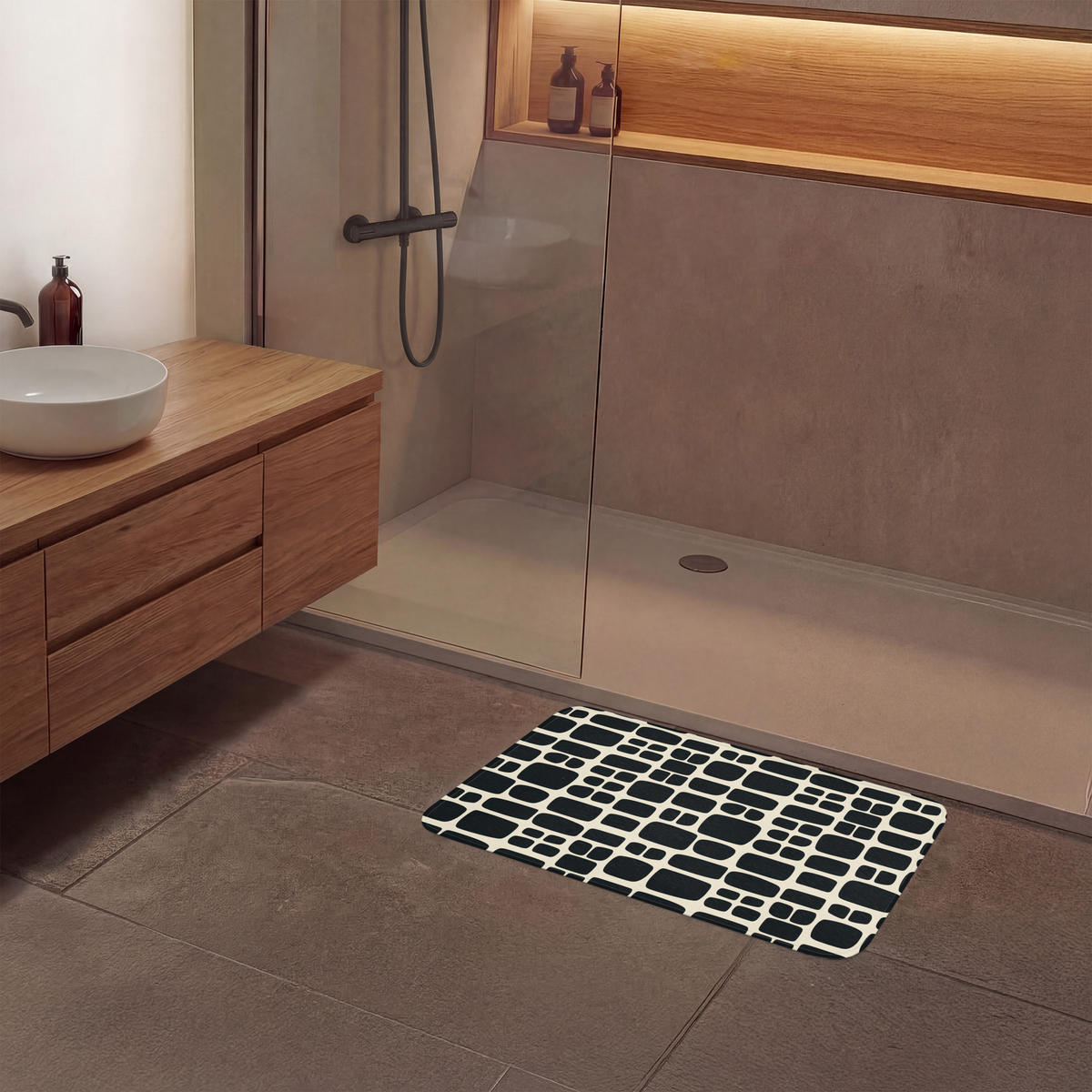 KOUPELNOVÁ PŘEDLOŽKA Moderní - organické - černé 80x50 cm - antracitová, textil/plast (80/50cm)