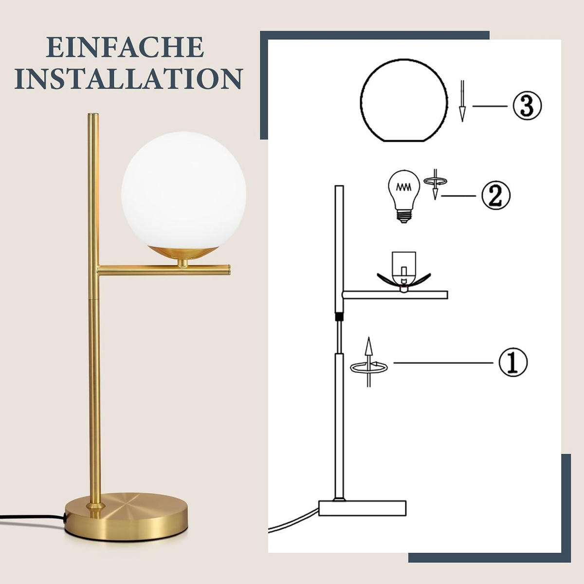 TISCHLAMPE Caspian 26/21/30 cm - Weiß, Metall (50/22/30cm) - ZMH