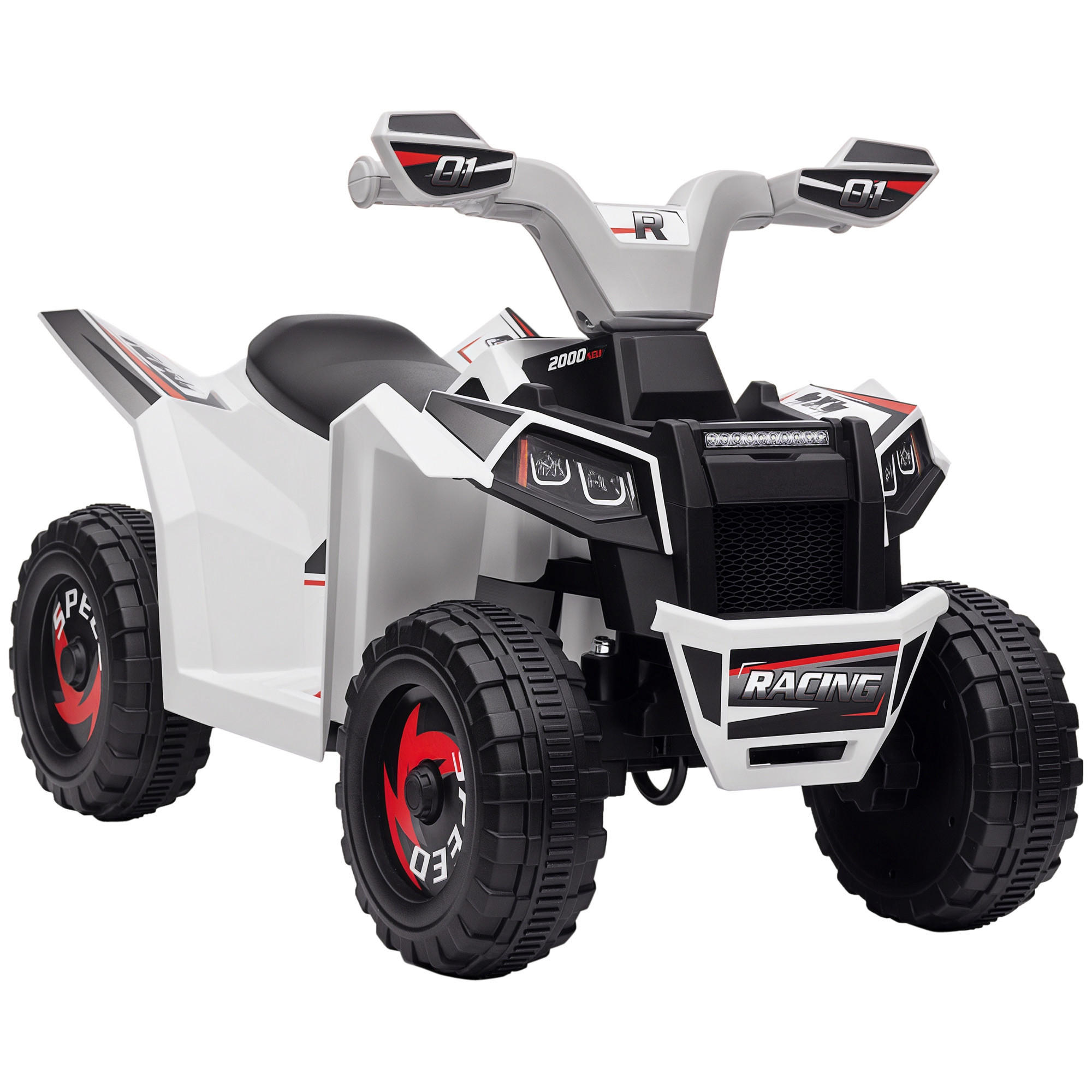ELEKTRO-KINDERQUAD DE-06135 mit Vor- und Rückwärtsgang Weiß - Weiß, Kunststoff/Metall (70/41.5/48.5cm) - ComfortXL